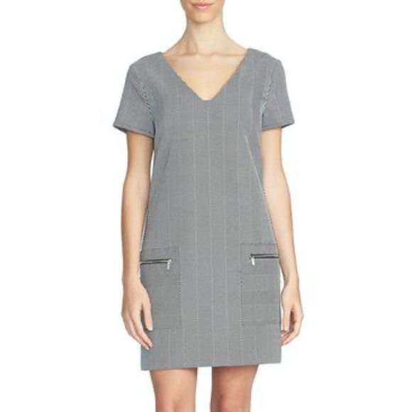 1. State Dresses & Skirts - NWOT 1. State Herringbone Print V-Neck Shift Dress